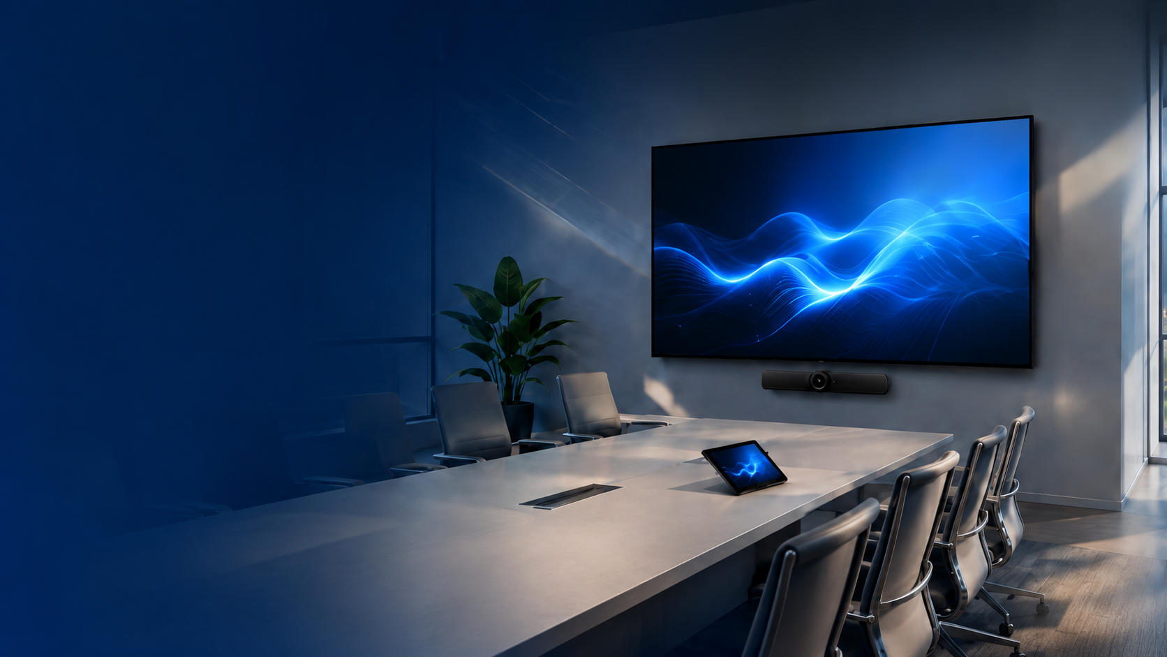 Modern meeting room with AV display technology